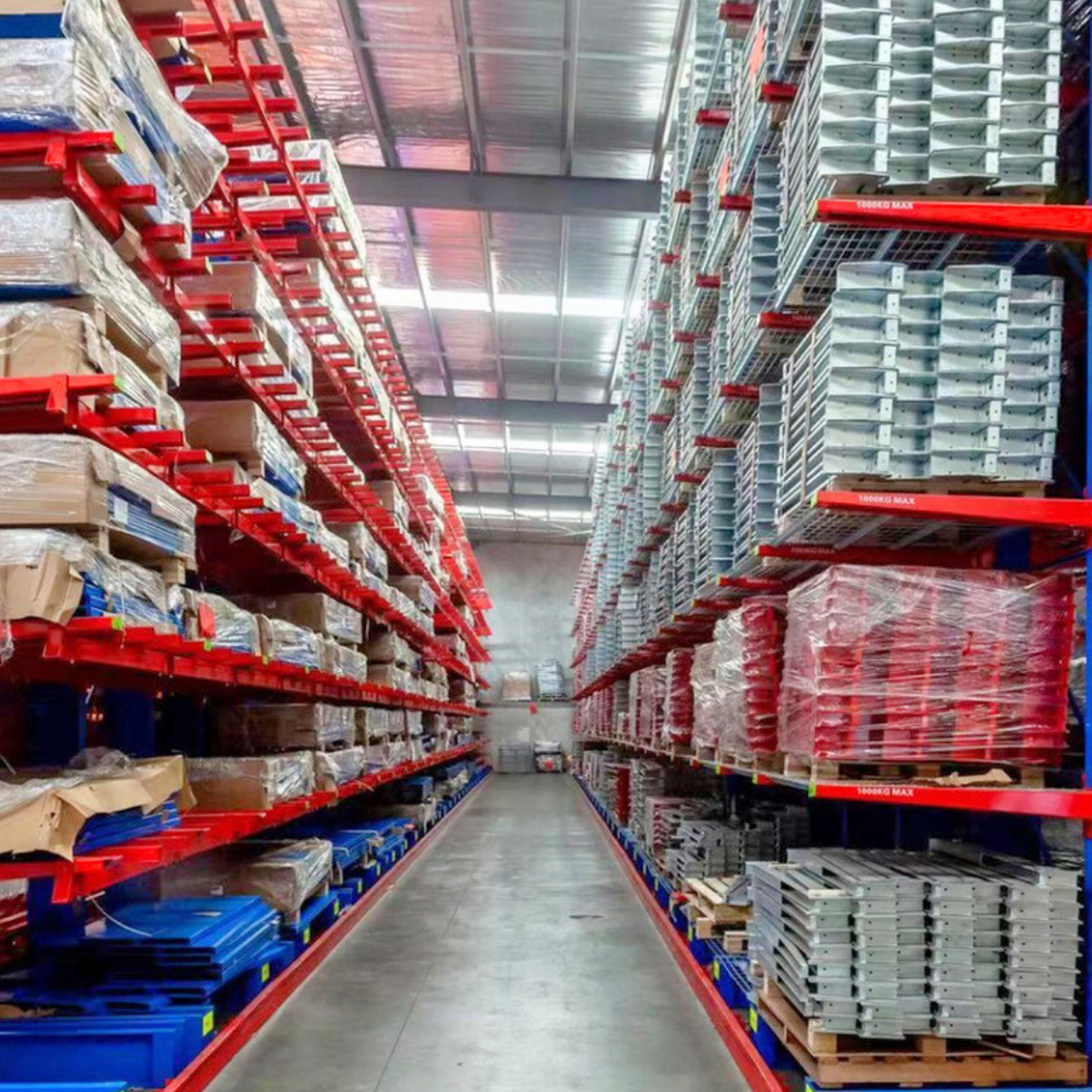 “drive-in racking system – heavy-duty 3000kg level... Heavy Duty Cantilever Racking – GC Factory Direct
